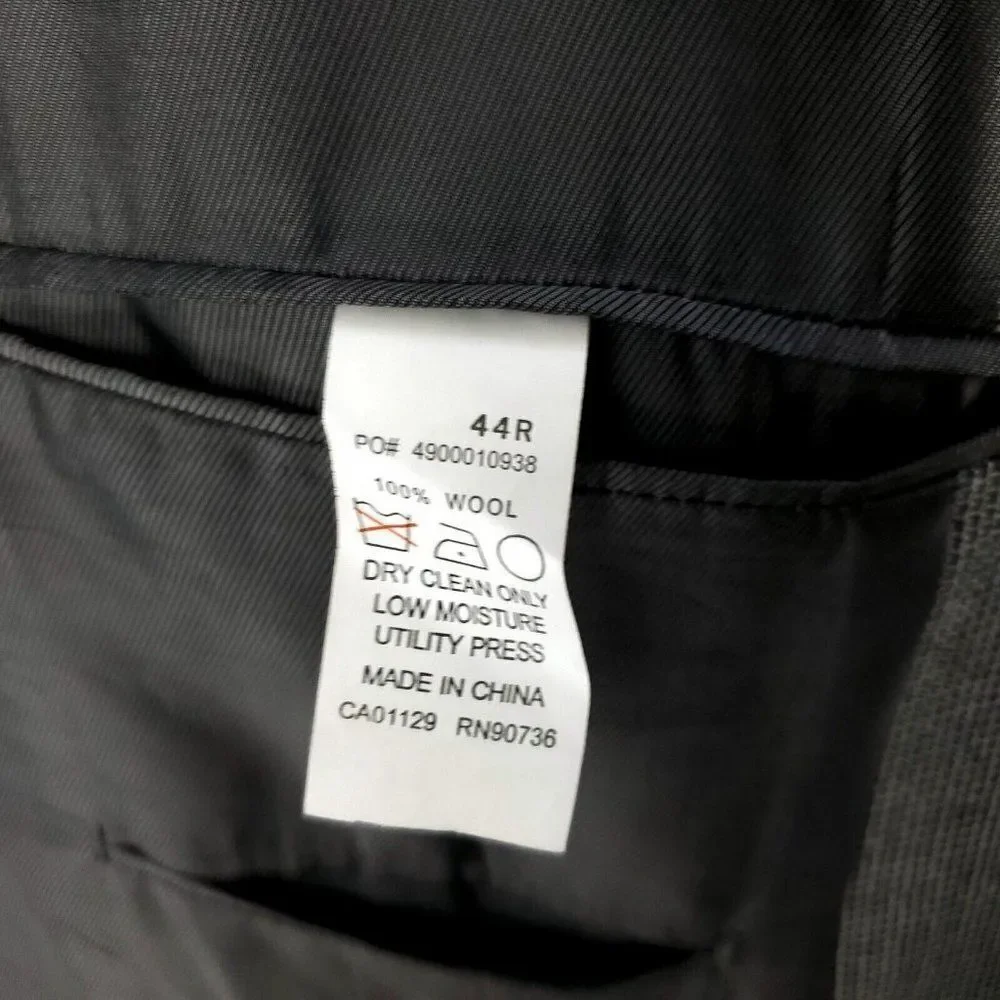 Calvin Klein Heavy‎ Wool 3 Button Sport Coat 40R Gray Check Blazer